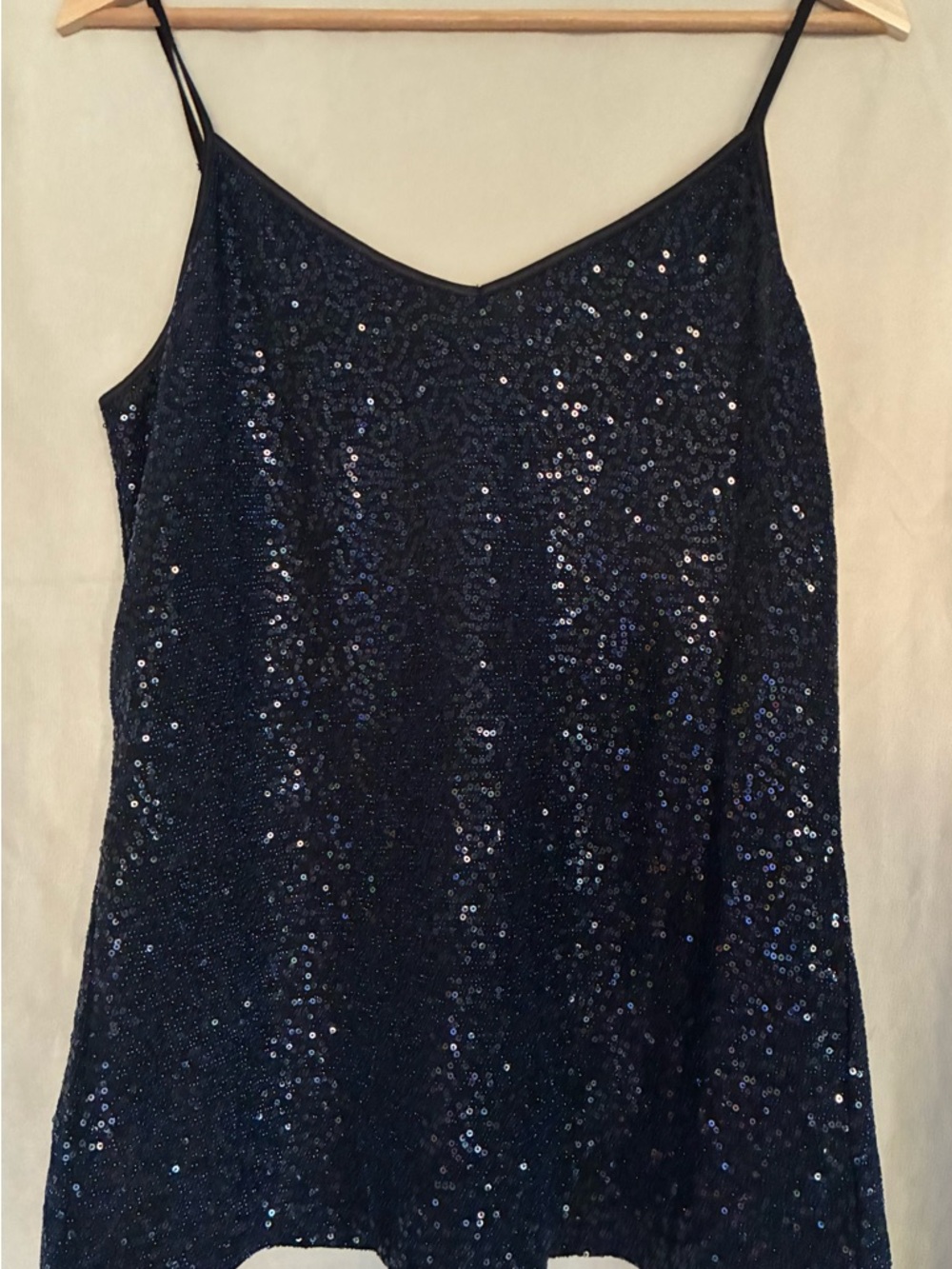 Express Navy Sequin Spaghetti Strap Tank Top